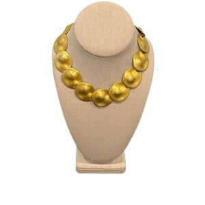 Vintage 80s Modernist Gold Overlapped Disc Statement Choker Necklace